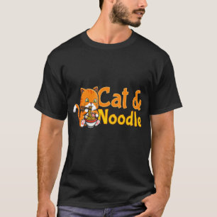 Flauschige Katze isst Nudel T-Shirt