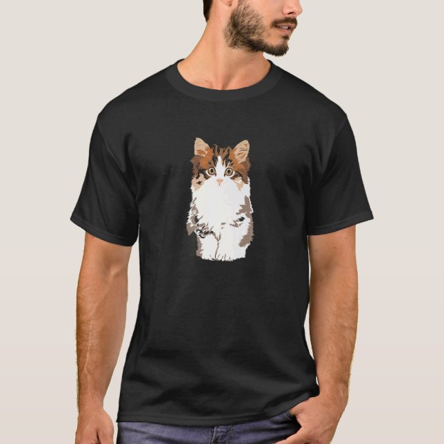 Flauschige Katze T-Shirt (Vorderseite)
