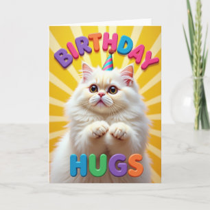 Flauschige Katzen-Geburtstagshut-Karte Karte