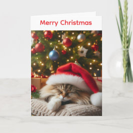 Flauschige Katzen-Weihnachtskarte Feiertagskarte