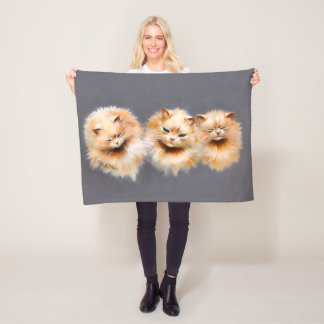 Flauschige Perserkatzen Vintage Whimsical Art-Deck Fleecedecke
