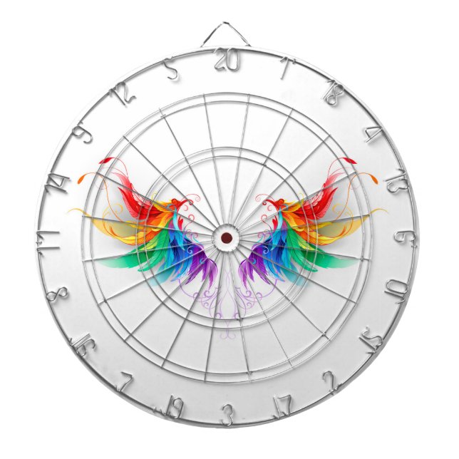 Flauschige Regenbogenflügel Dartscheibe (vorne)