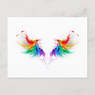 Flauschige Regenbogenflügel Feiertagspostkarte