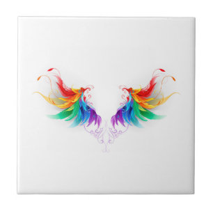 Flauschige Regenbogenflügel Fliese