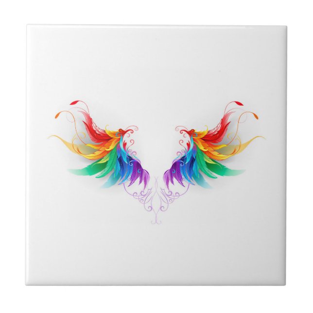 Flauschige Regenbogenflügel Fliese (Vorderseite)