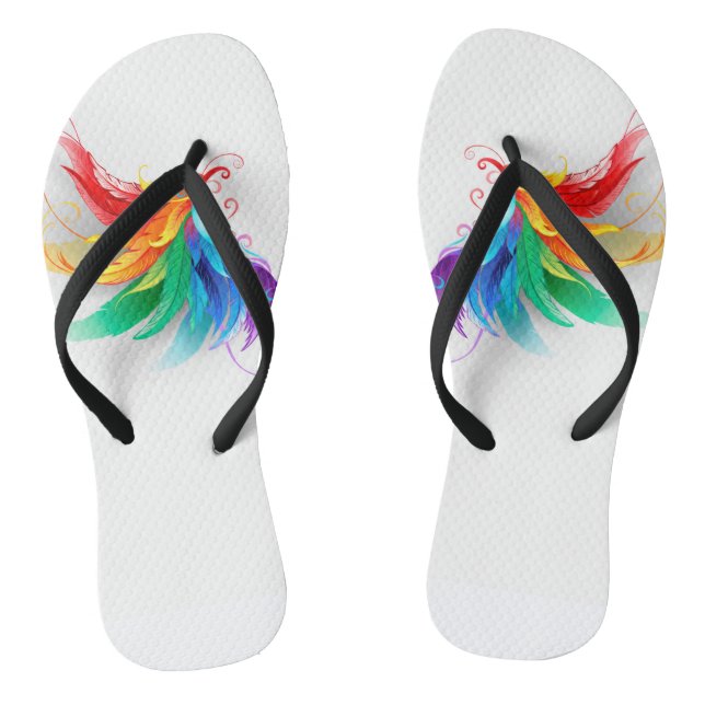 Flauschige Regenbogenflügel Flip Flops (Fußbett)