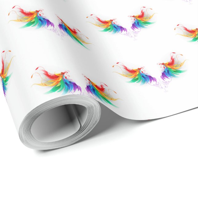 Flauschige Regenbogenflügel Geschenkpapier (Rolleneckpunkt)