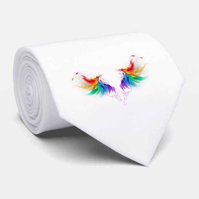 Flauschige Regenbogenflügel Krawatte (Gerollt)