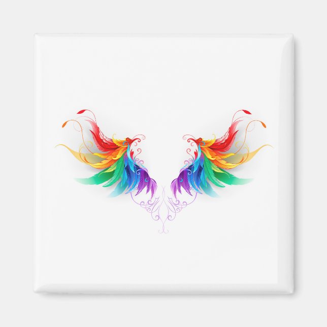Flauschige Regenbogenflügel Magnet (Vorne)