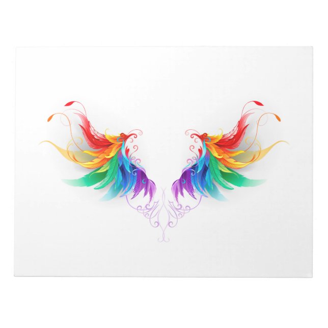 Flauschige Regenbogenflügel Notizblock (Vorderseite)