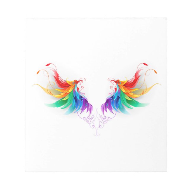 Flauschige Regenbogenflügel Notizblock (Vorderseite)