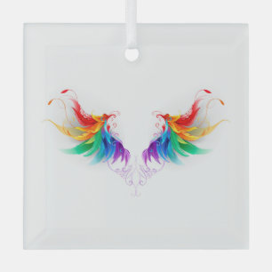 Flauschige Regenbogenflügel Ornament Aus Glas