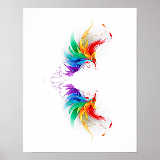 Flauschige Regenbogenflügel Poster (Vorne)