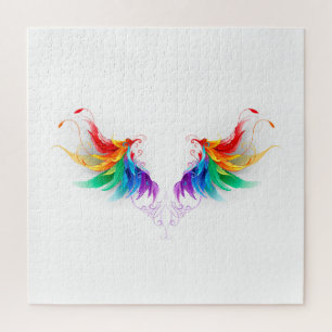 Flauschige Regenbogenflügel Puzzle