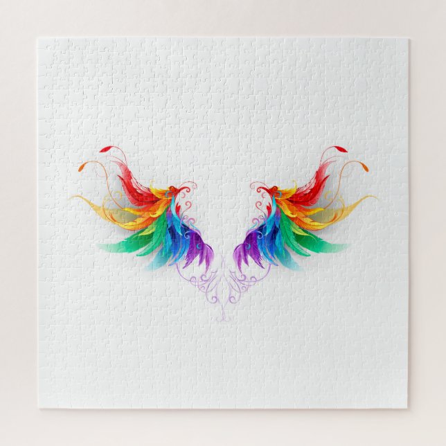 Flauschige Regenbogenflügel Puzzle (Vertikal)