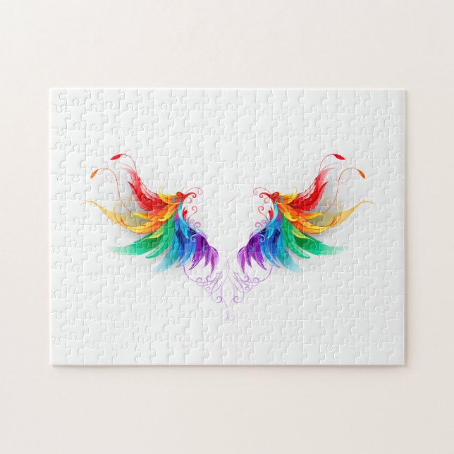 Flauschige Regenbogenflügel Puzzle (Horizontal)