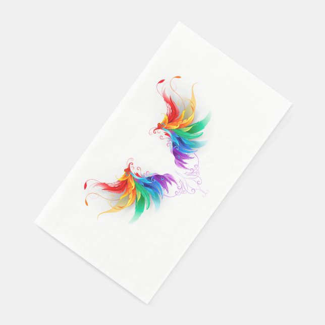 Flauschige Regenbogenflügel Serviette (Ecke)