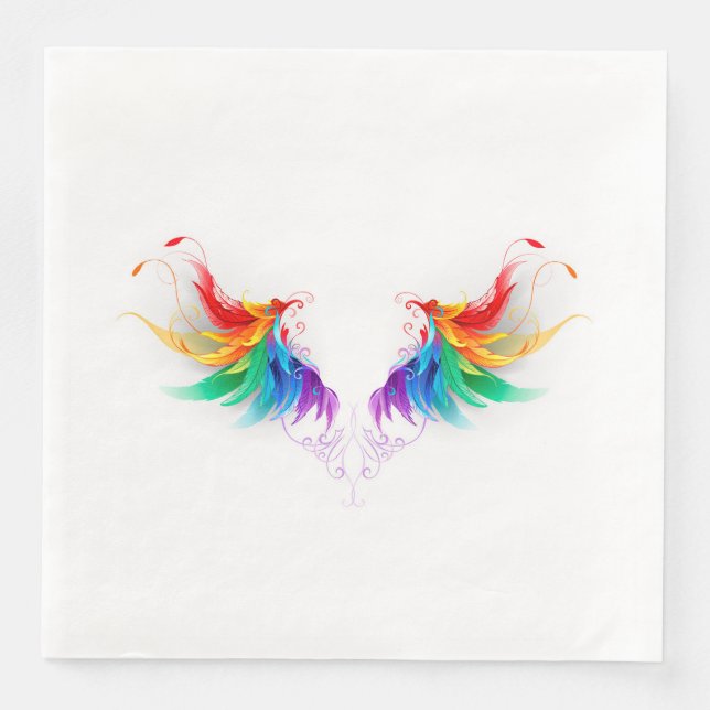 Flauschige Regenbogenflügel Serviette (Vorderseite)