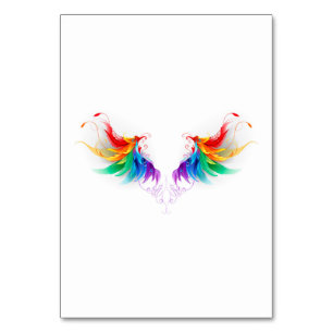 Flauschige Regenbogenflügel Tischnummer