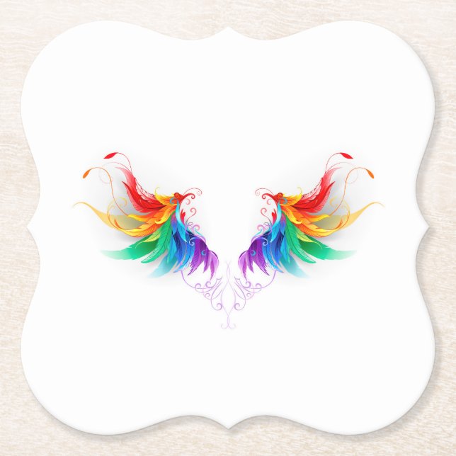 Flauschige Regenbogenflügel Untersetzer (Vorderseite)