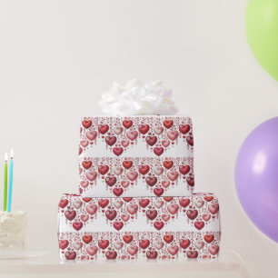Flauschige rote florale Herz-Baby-Party Geschenkpapier