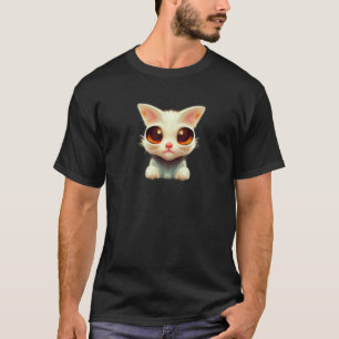 Flauschige Süße Niedliche Katze mit großen Augen T-Shirt