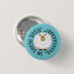 Flauschige weiße Schaf-Cartoon Button