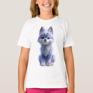 Flauschiger blauer Wolfswelpe Kinder T-Shirt
