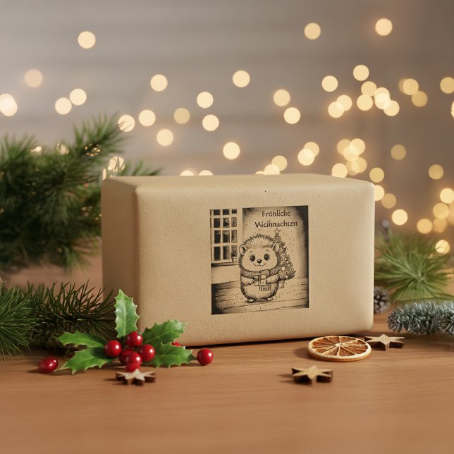 flauschiger igel mit weihnachtsgruß gummistempel (Von Creator hochgeladen)