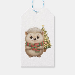 Flauschiger Igel rote Schrift Winterzauber Geschenkanhänger