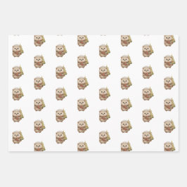 Flauschiger Igel Winterfarben Grün Rot Weiß Geschenkpapier Set