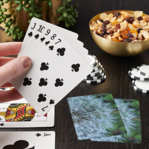 Flauschiger Löwenzahnsamenkopf Foto Spielkarten
