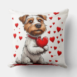 Flauschiger Valentinstag-Hund Mit Herzen Heimdekor Kissen