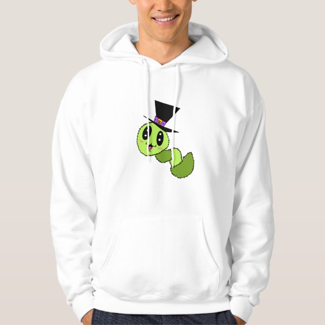Flauschiger Wurm mit Hut Hoodie (Vorderseite)