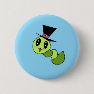 Flauschiger Wurm mit Hutknopf  Button