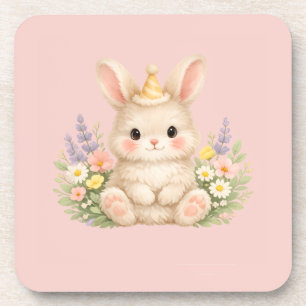 Flauschiges Hasen-Wildblumendesign für einen charm Getränkeuntersetzer