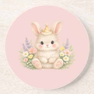 Flauschiges Hasen-Wildblumendesign für einen charm Getränkeuntersetzer