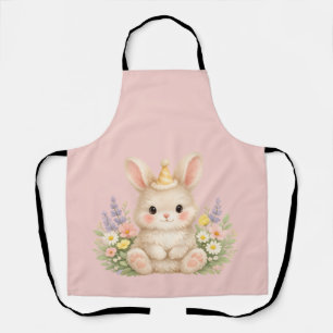 Flauschiges Hasen-Wildblumendesign für einen charm Schürze