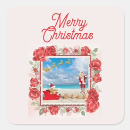Flauschiges und helles Weihnachten Quadratischer Aufkleber