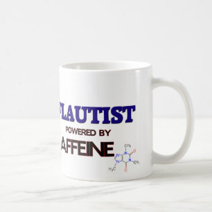 Flautist angetrieben durch Koffein Kaffeetasse