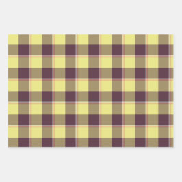 Flax and Livid Brown Plaid Yellow Geschenkpapier Set