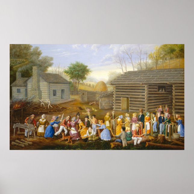 Flax Scutching Bee - Linton Park Kunstgewerbe Poster (Vorne)