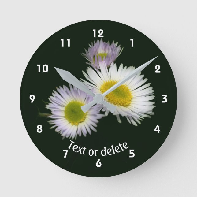 Fleabane Daisy Wildflowers Personalized   Runde Wanduhr (Vorderseite)