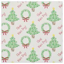 Fleas Navi-Dog Paw Print Christmas Trees & Wreath Stoff
