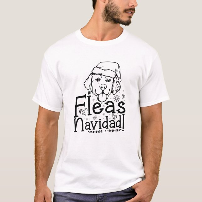 Fleas Navidad, Golden Retriever Weihnachtshunde Li T-Shirt (Vorderseite)