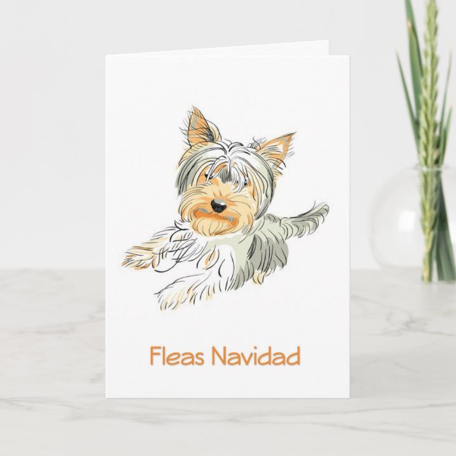 Fleas Navidad Niedlich Terrier Weihnachtskarte Feiertagskarte (Vorderseite)