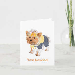 Fleas Navidad Niedlicher Hund Weihnachtskarte Feiertagskarte