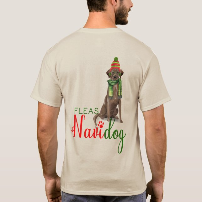 Fleas Navidog Chocolate Labrador Funny Dog Weihnac T-Shirt (Rückseite)