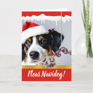 Fleas Navidog Christmas Dog im Schnee Feiertagskarte