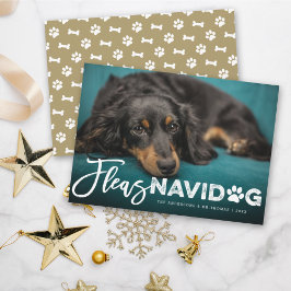 Fleas Navidog Paw Print Dog Lover Foto Funny Pet Feiertagskarte